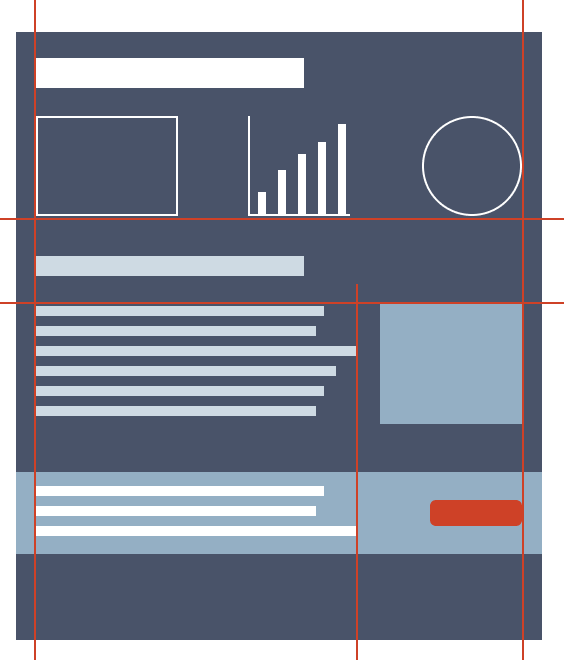 Simple line drawing illustrating alignment in a UI design